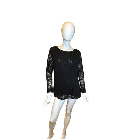 Vintage Crochet Long Sleeve Sweater Black Large - Picture 12 of 16